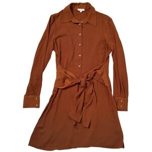 Gianni Bini Hillary Point Collar Belted Mini Shirt Dress